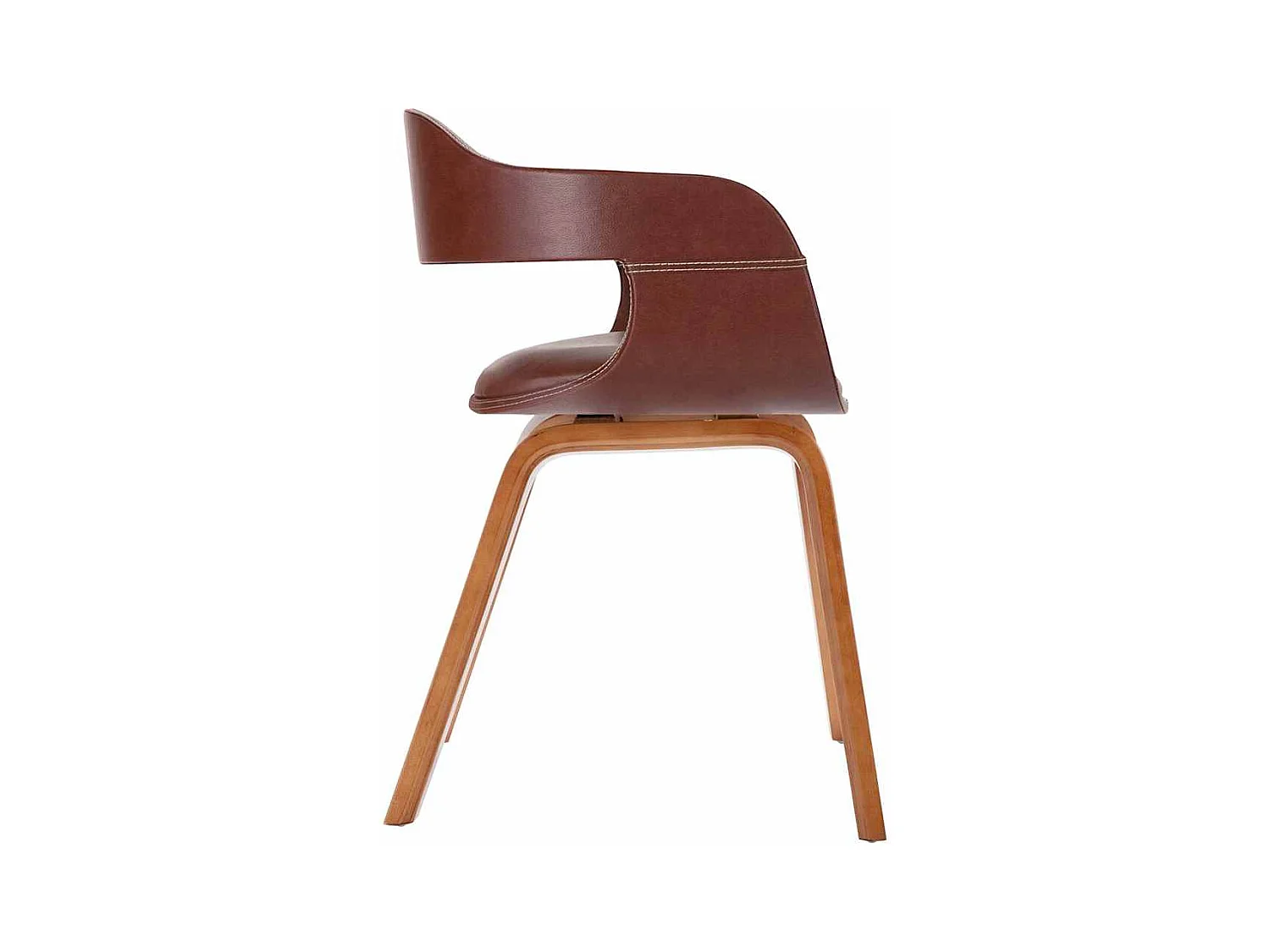 Chaise à manger Marron Bois courbé et similicuir