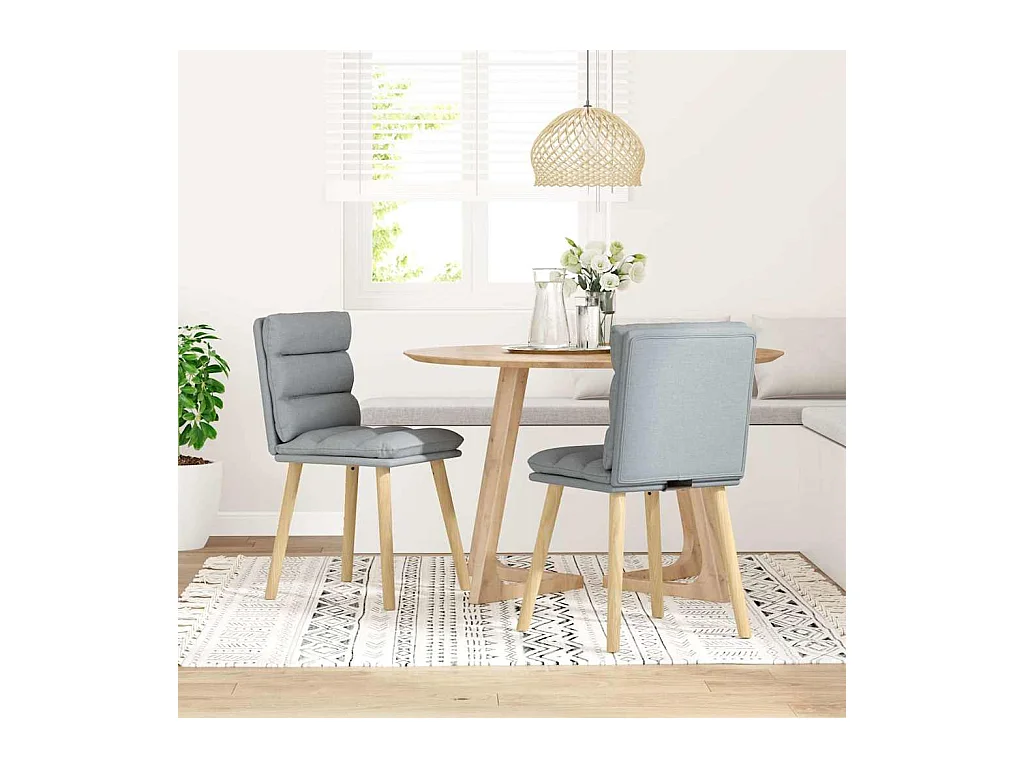 Set di 2 sedie da pranzo in tessuto grigio chiaro