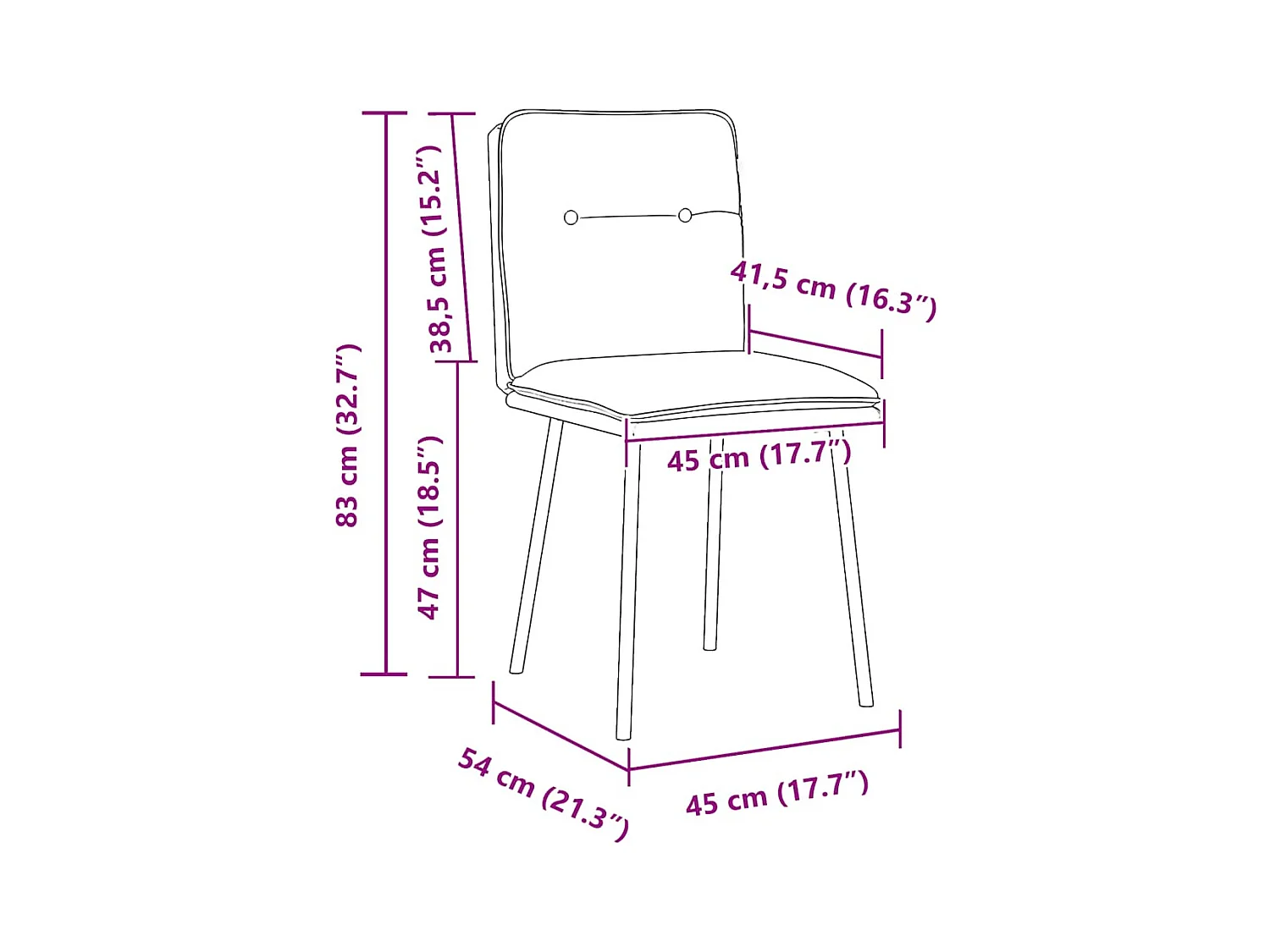 Juego de 4 sillas de comedor de terciopelo azul