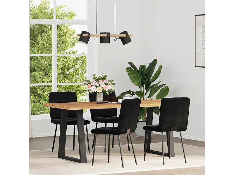 Set di 4 sedie da pranzo in velluto nero