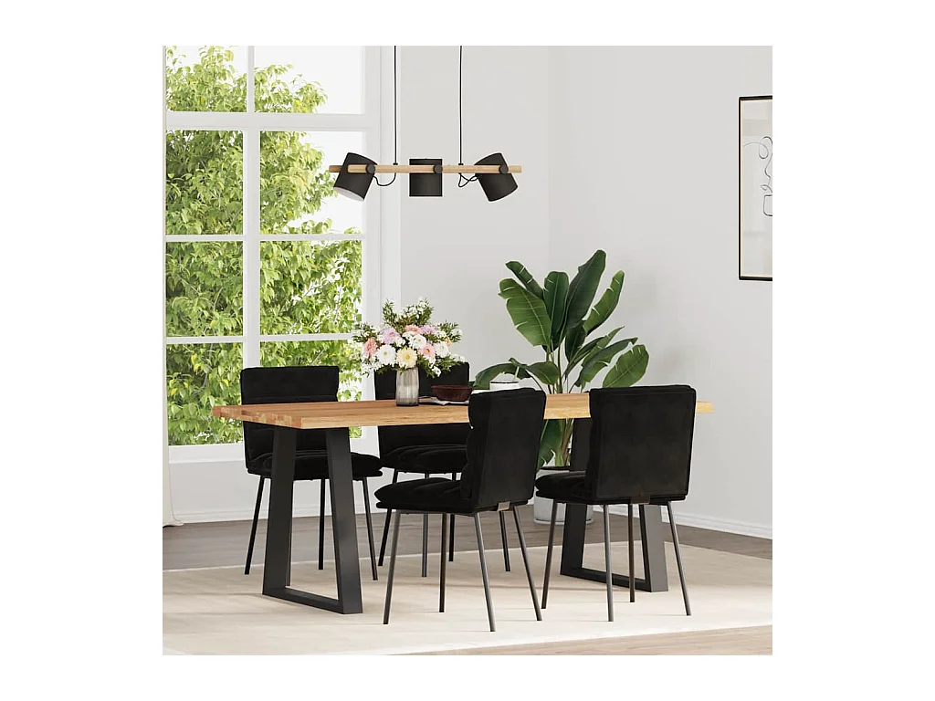 Set di 4 sedie da pranzo in velluto nero