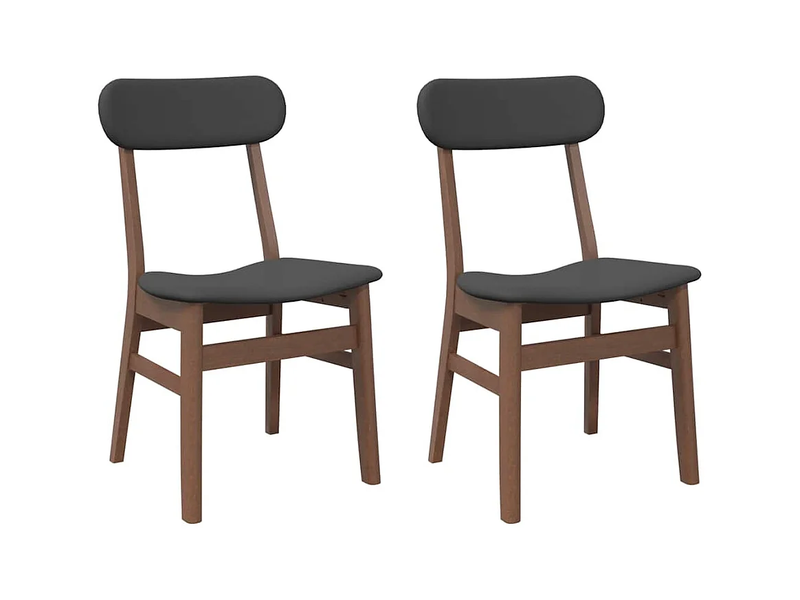 Chaises à manger coussins 2 pcs marron bois massif caoutchouc