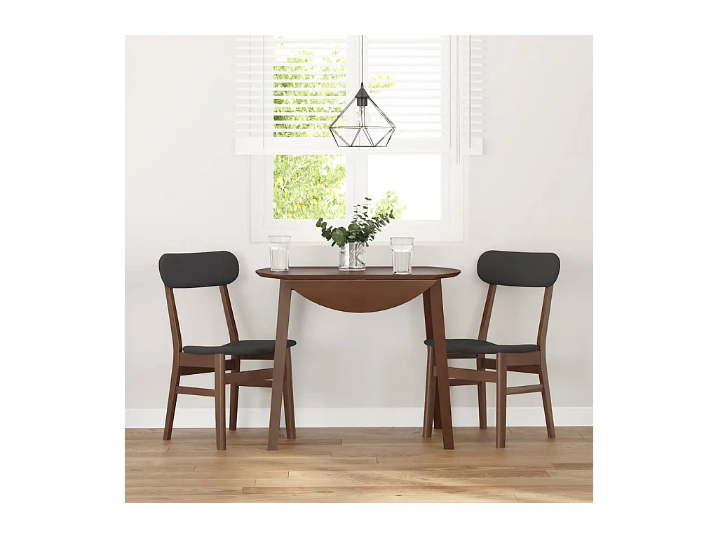 Chaises à manger coussins 2 pcs marron bois massif caoutchouc