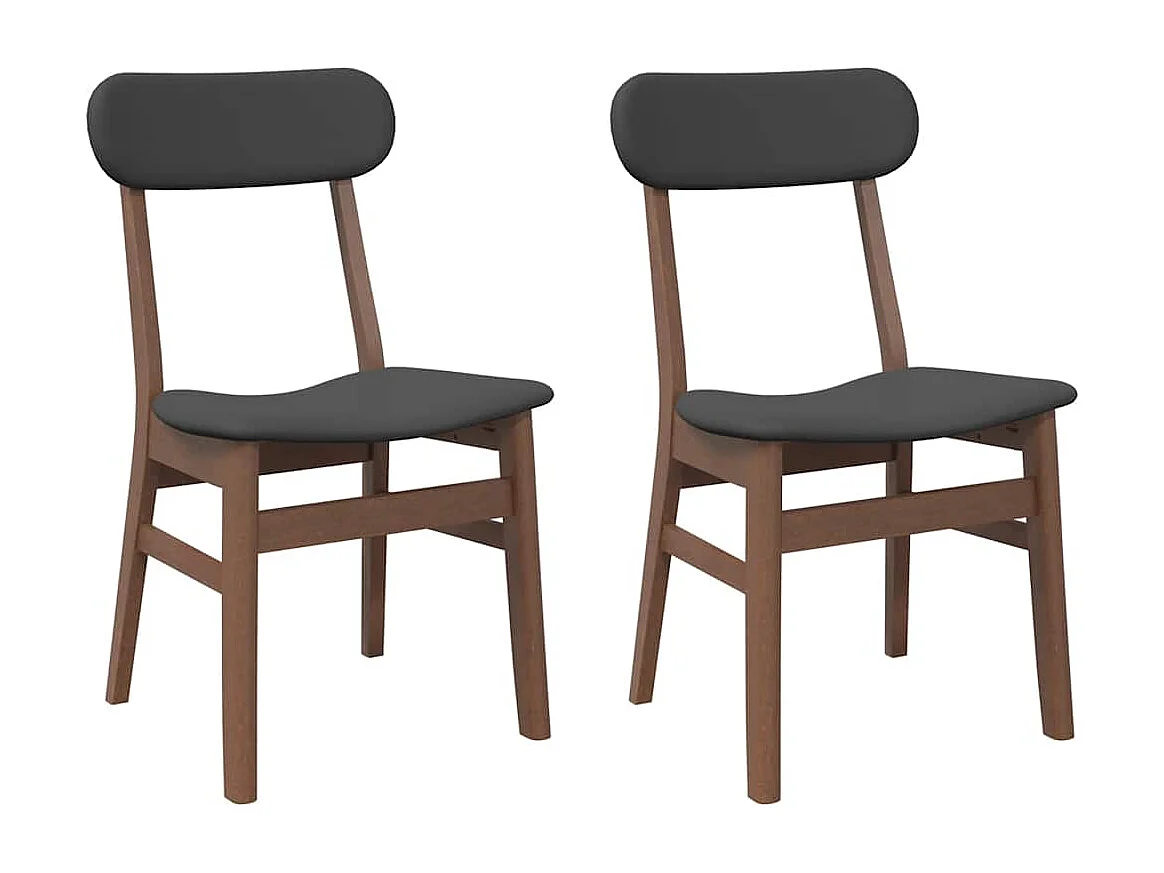 Chaises à manger coussins 2 pcs marron bois massif caoutchouc