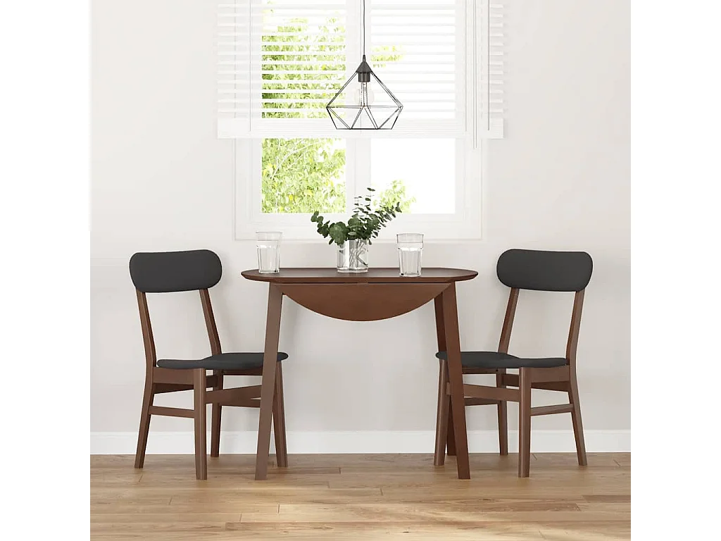 Chaises à manger coussins 2 pcs marron bois massif caoutchouc