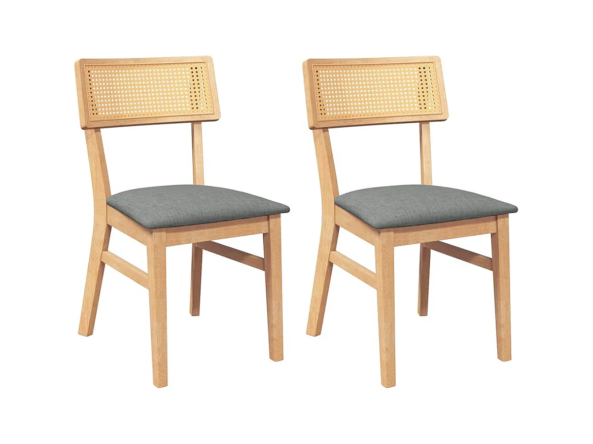 Chaises à manger coussins 2 pcs bois massif caoutchouc