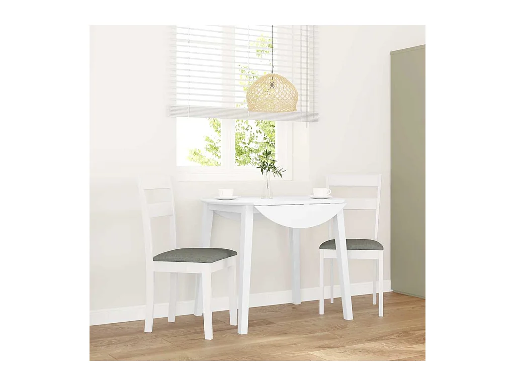 Chaises à manger coussins 2 pcs blanc bois massif caoutchouc