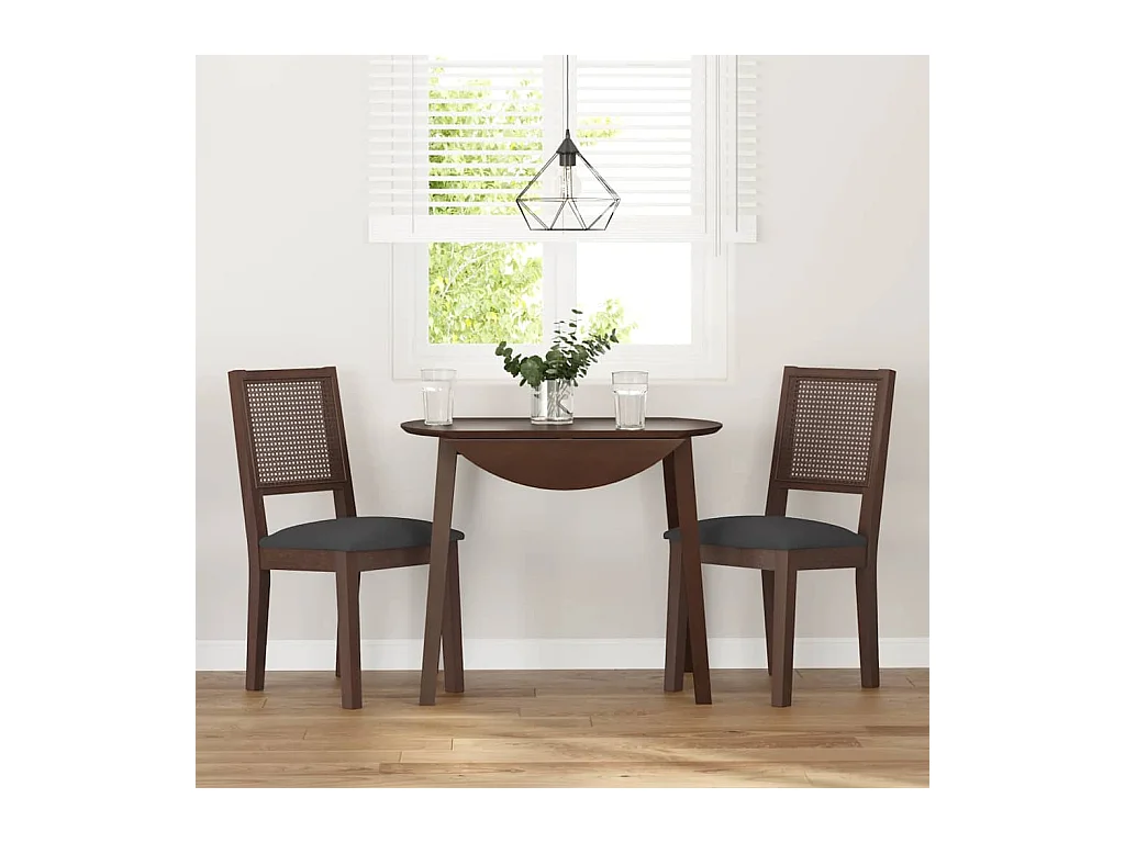 Chaises à manger coussins 2 pcs marron bois massif caoutchouc