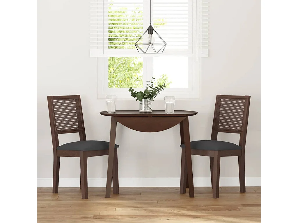 Chaises à manger coussins 2 pcs marron bois massif caoutchouc