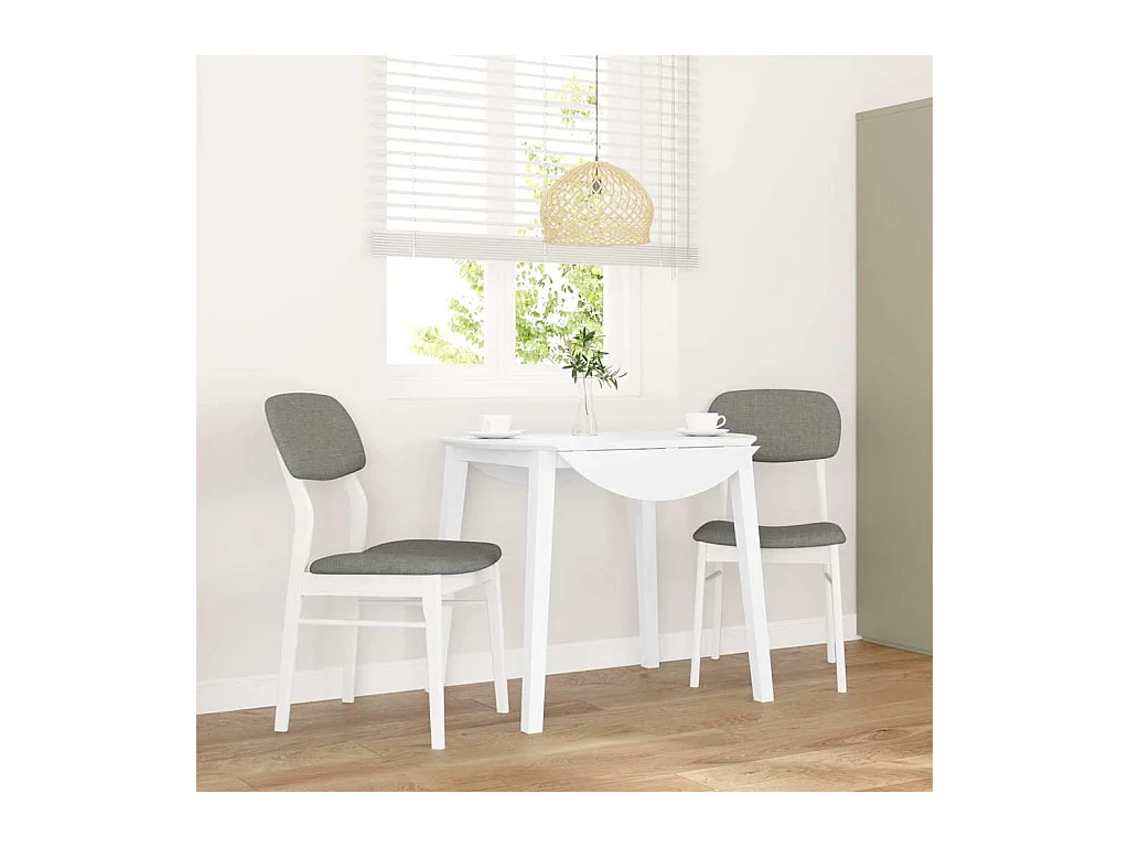 Chaises à manger coussins 2 pcs blanc bois massif caoutchouc