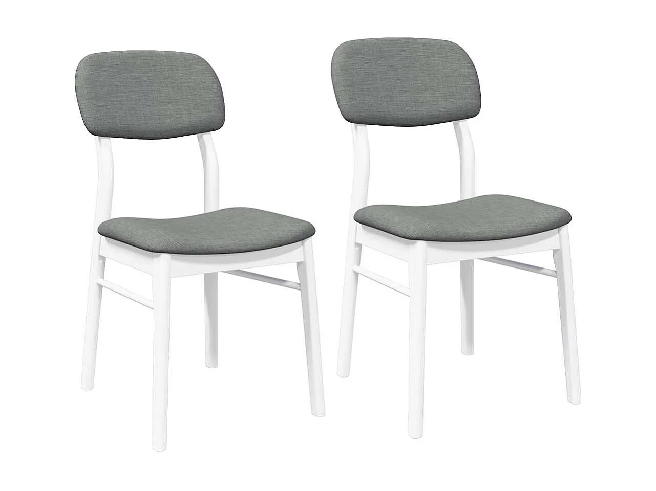 Chaises à manger coussins 2 pcs blanc bois massif caoutchouc