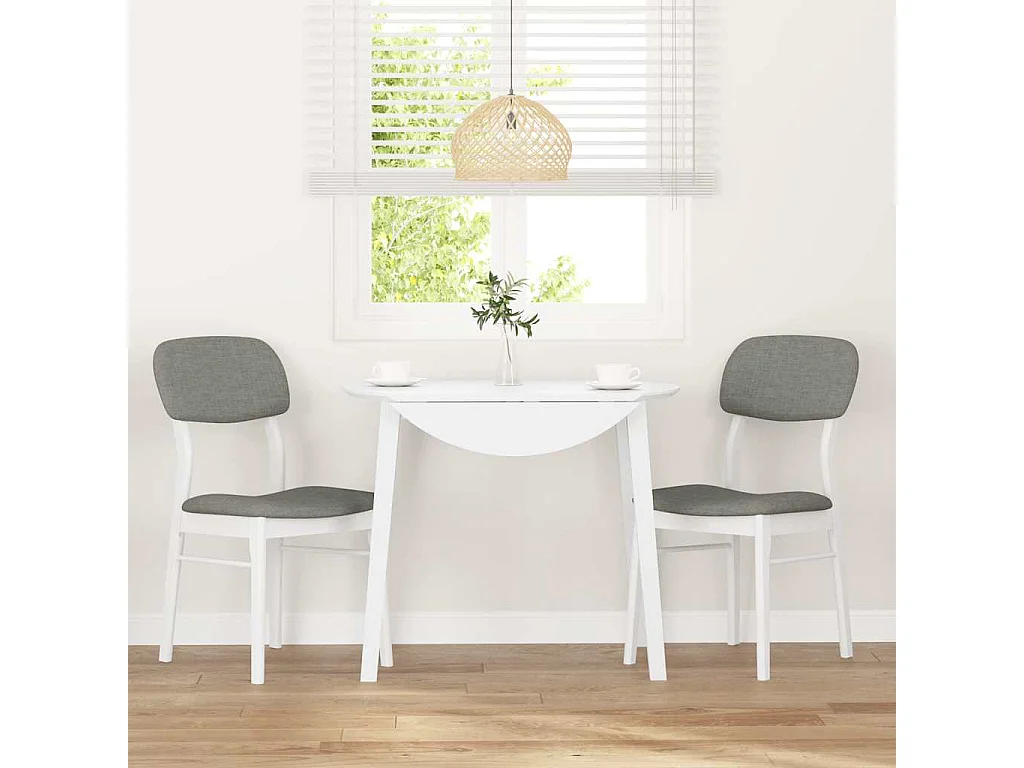 Chaises à manger coussins 2 pcs blanc bois massif caoutchouc