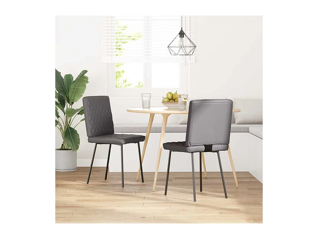 Eetkamerstoelen set van 2 grijs imitatieleer
