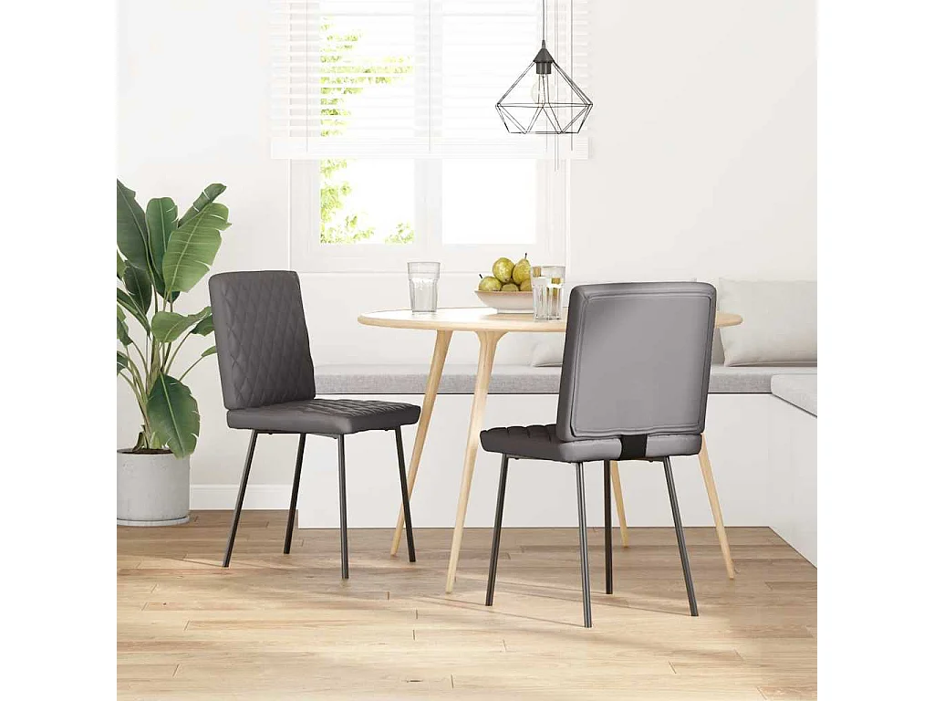 Eetkamerstoelen set van 2 grijs imitatieleer