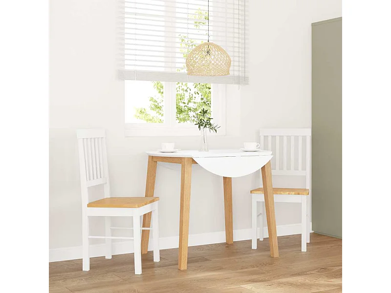 Chaises à manger 2 pcs blanc bois massif caoutchouc