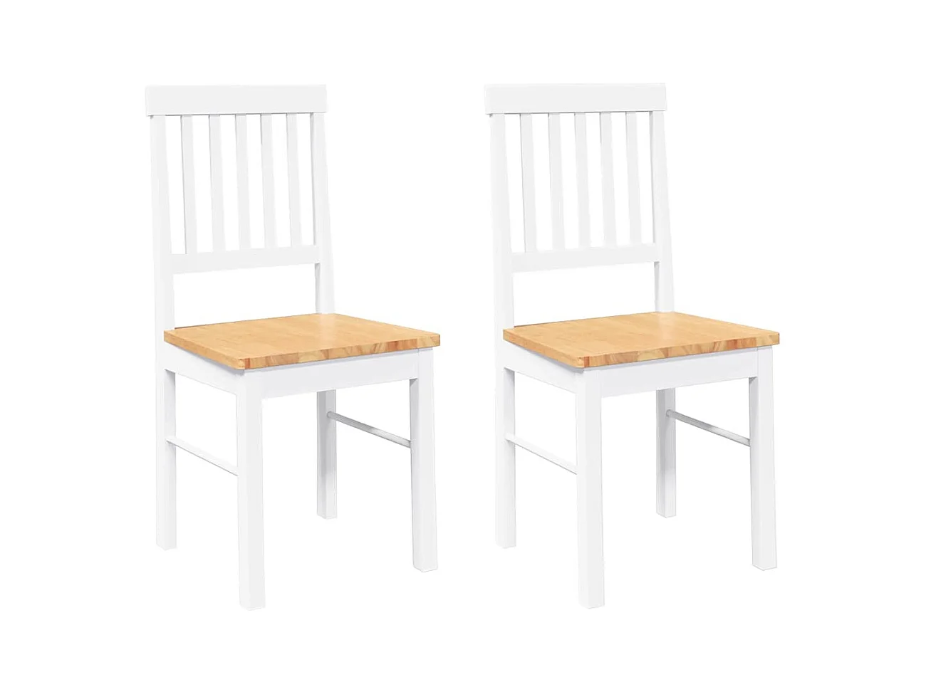 Chaises à manger 2 pcs blanc bois massif caoutchouc