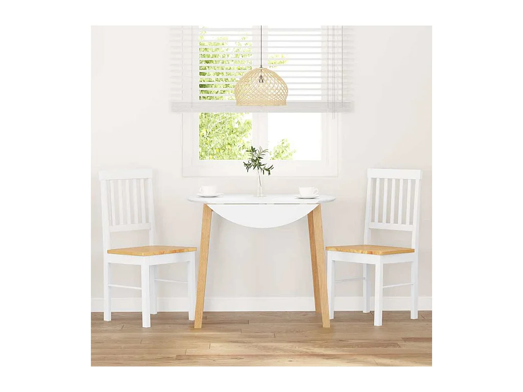 Chaises à manger 2 pcs blanc bois massif caoutchouc