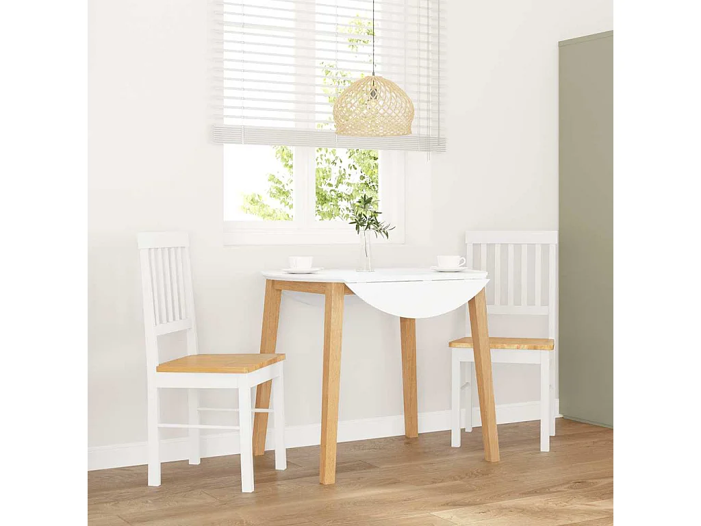 Chaises à manger 2 pcs blanc bois massif caoutchouc