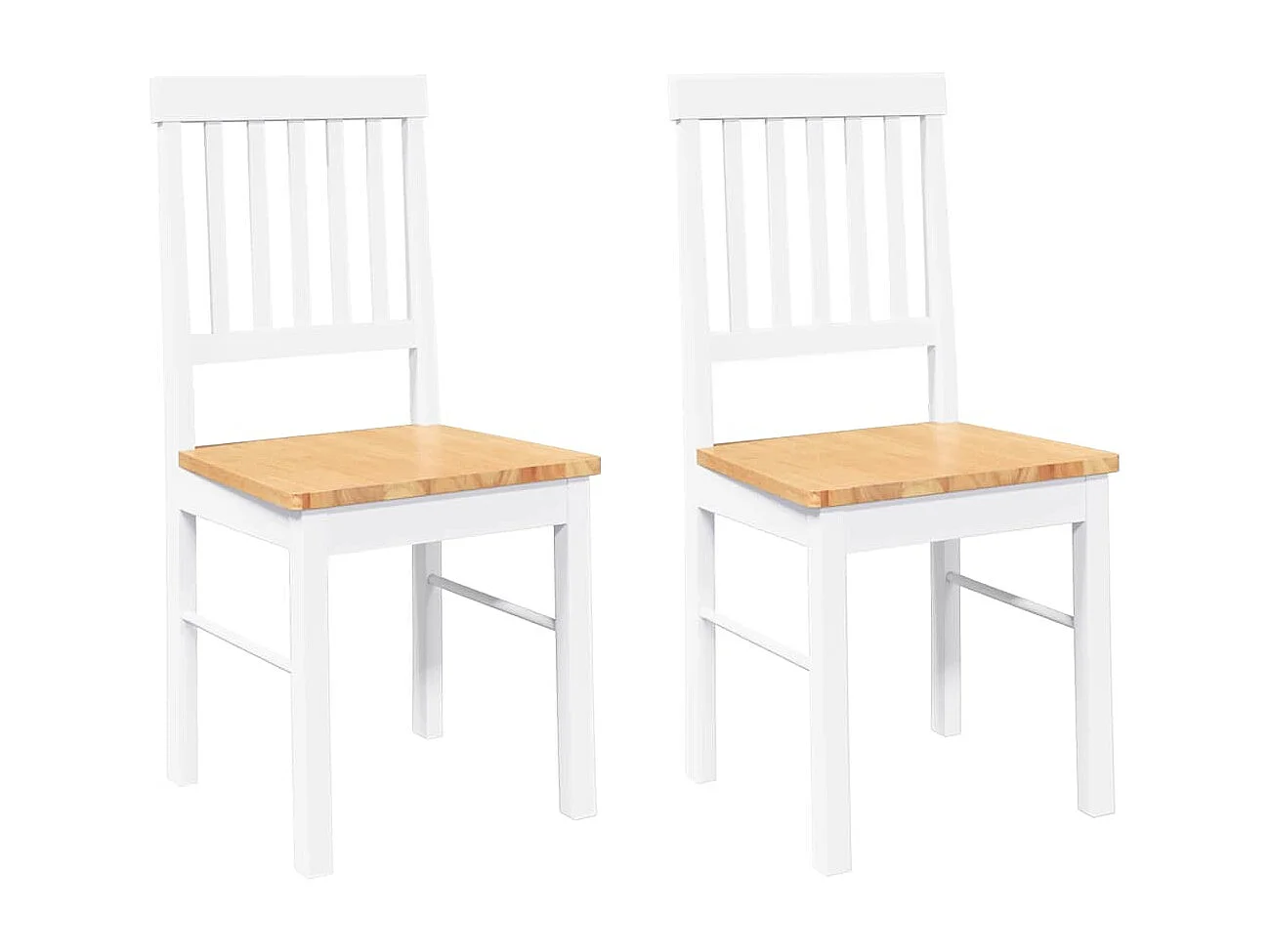Chaises à manger 2 pcs blanc bois massif caoutchouc