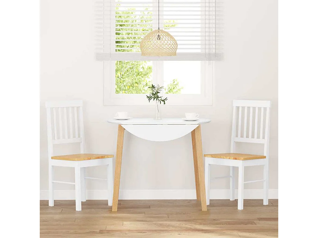 Chaises à manger 2 pcs blanc bois massif caoutchouc