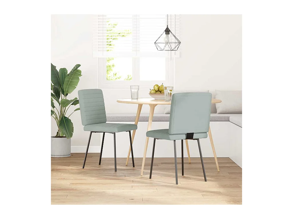 Set di 2 sedie da pranzo in velluto grigio chiaro