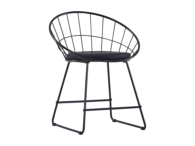 Eetkamerstoelen set van 2 zwarte stalen kunstlederen zittingen