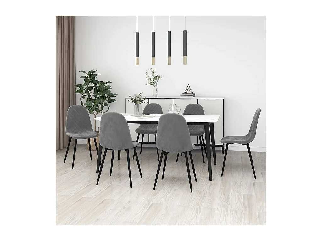 Set di 6 sedie da pranzo in velluto grigio chiaro