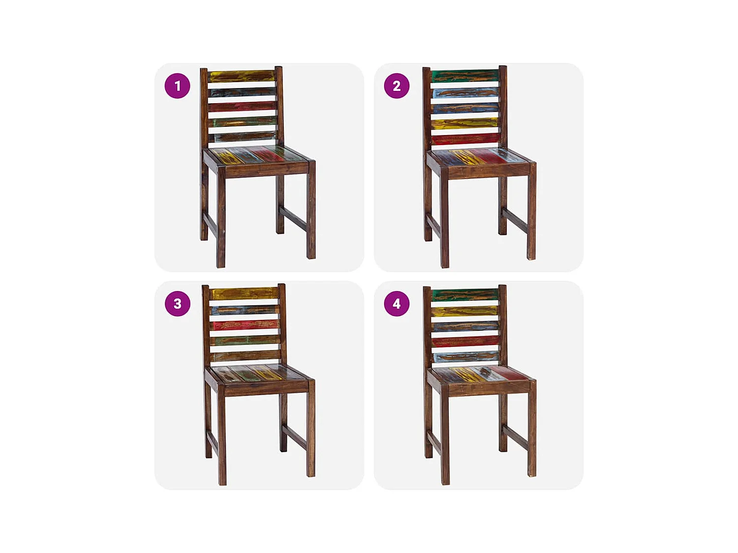 Chaises à manger lot de 2 bois de récupération solide