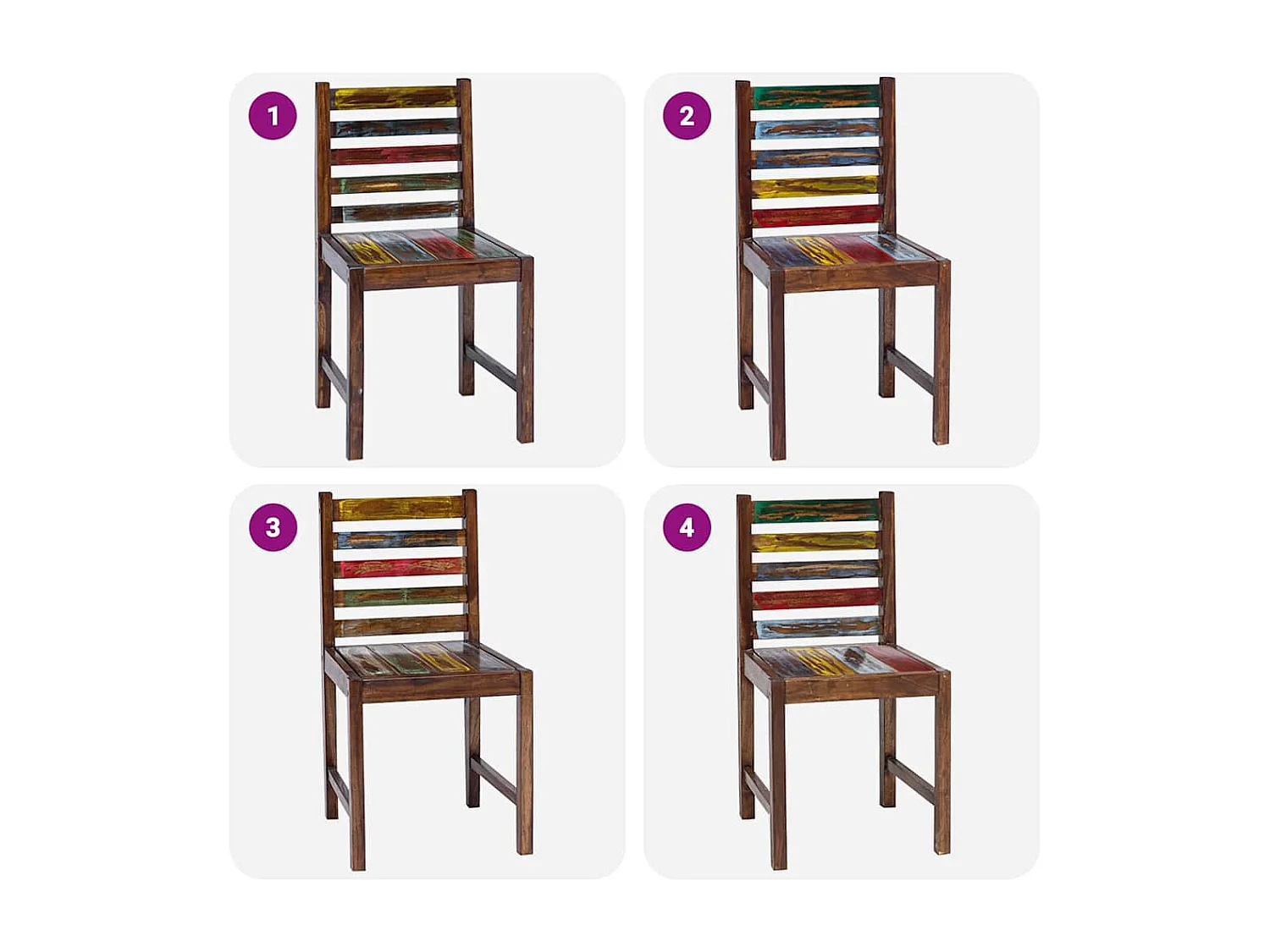 Chaises à manger lot de 2 bois de récupération solide