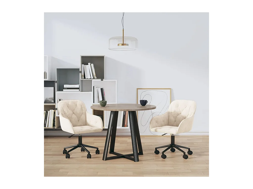 Chaises pivotantes à manger lot de 2 Crème Velours