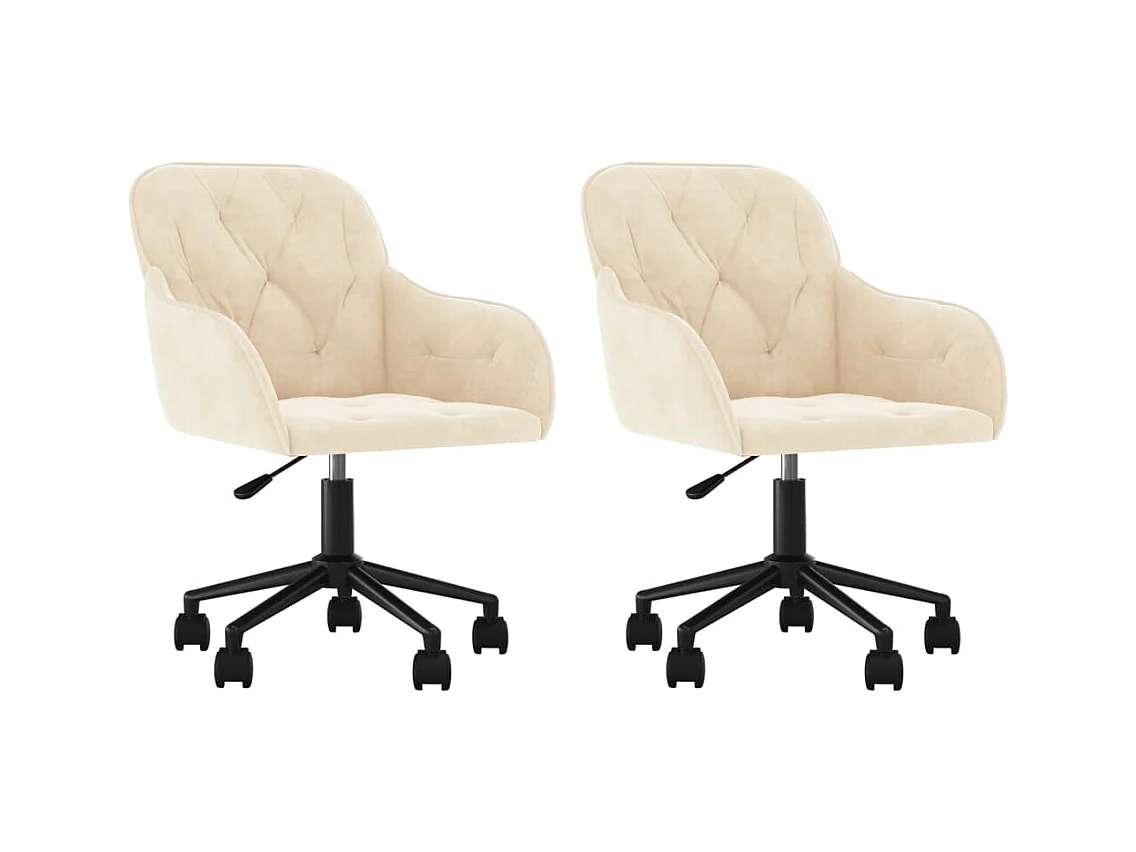 Chaises pivotantes à manger lot de 2 Crème Velours