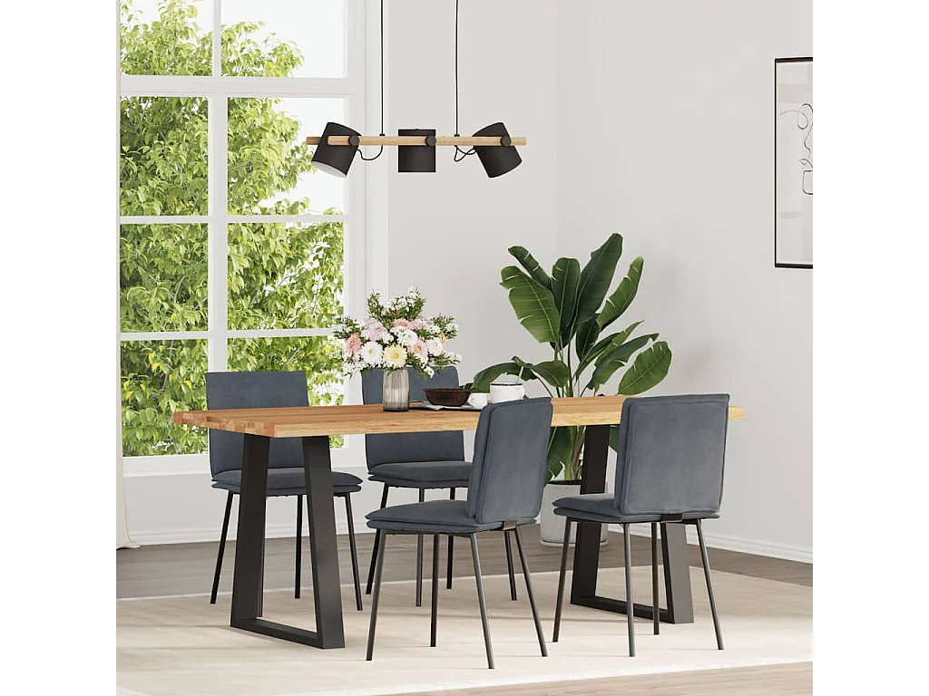 Set di 4 sedie da pranzo in velluto grigio scuro