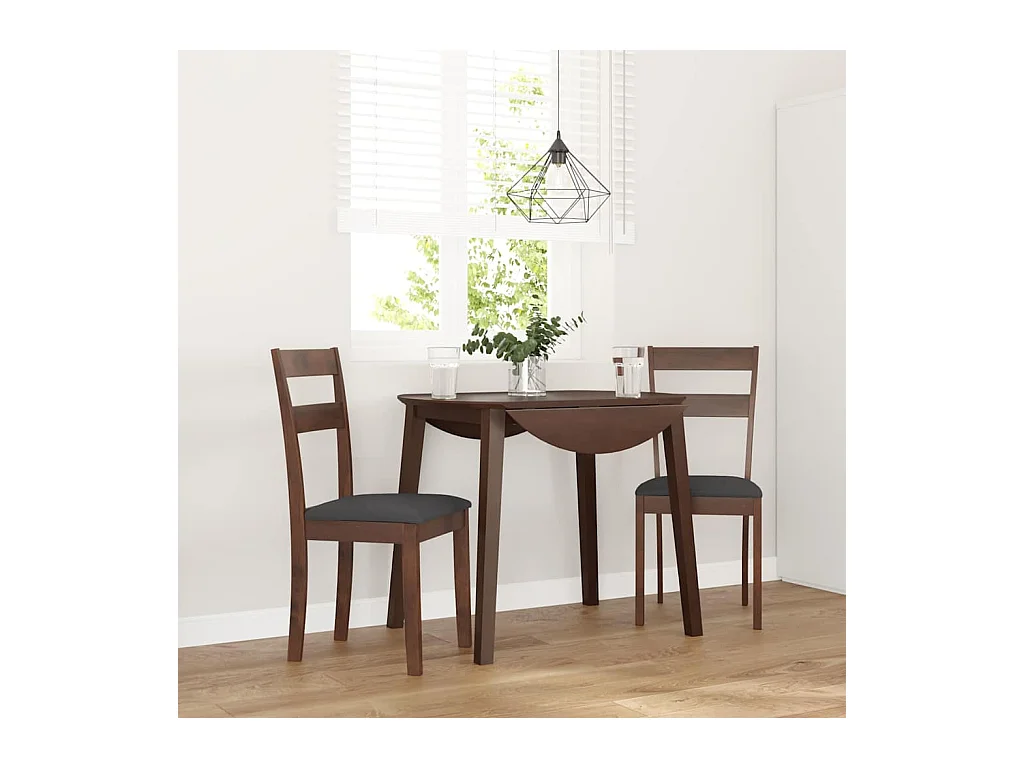 Chaises à manger coussins 2 pcs marron bois massif caoutchouc