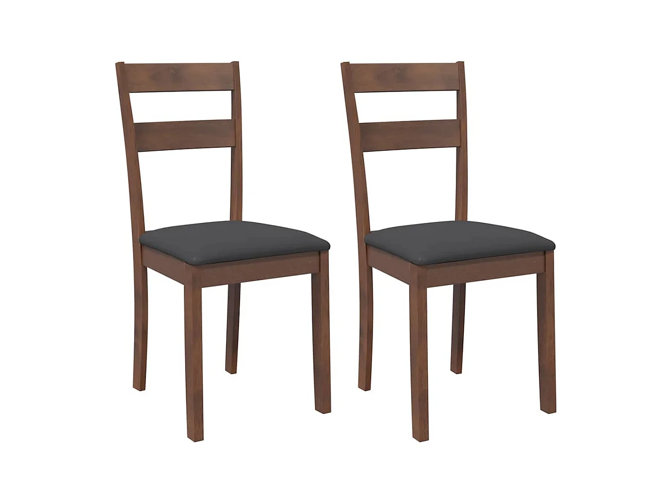 Chaises à manger coussins 2 pcs marron bois massif caoutchouc
