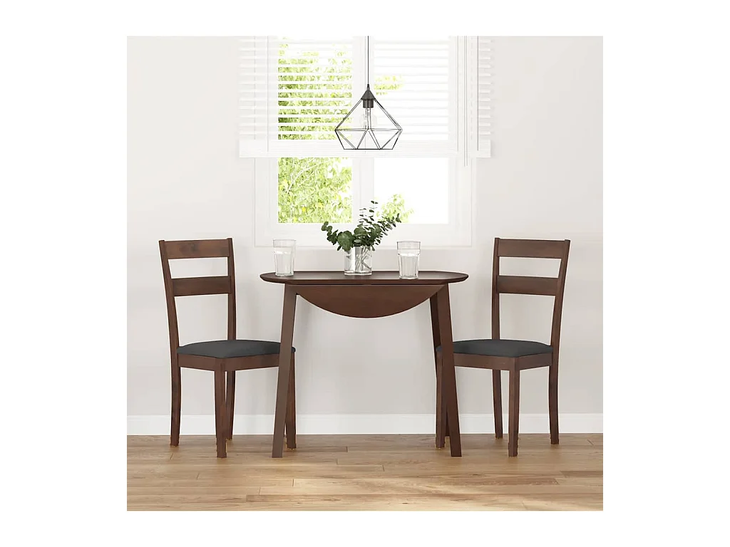 Chaises à manger coussins 2 pcs marron bois massif caoutchouc