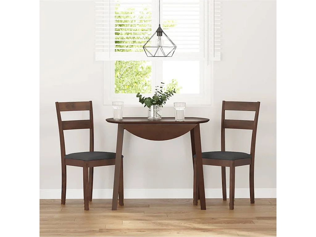 Chaises à manger coussins 2 pcs marron bois massif caoutchouc