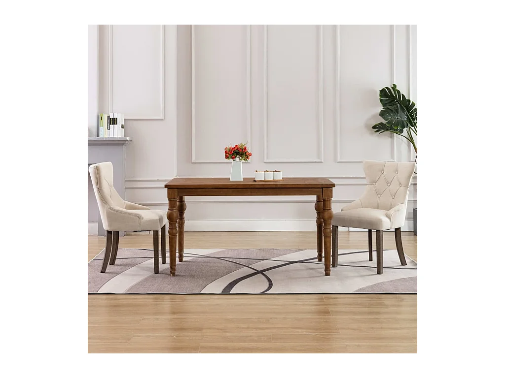 Chaises à manger lot de 2 beige tissu