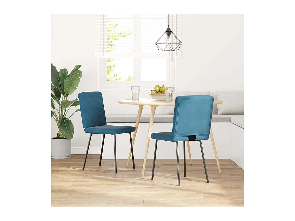 Chaises à manger lot de 2 Bleu Velours