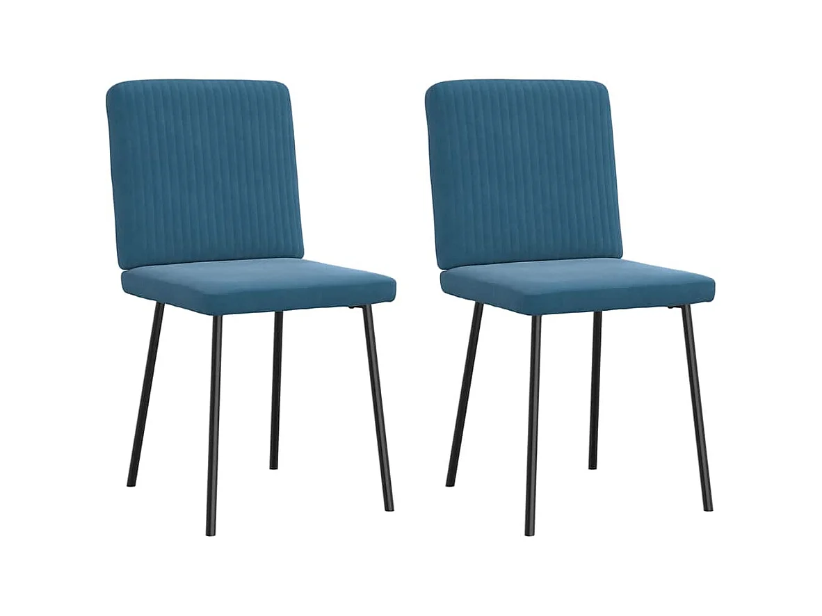 Chaises à manger lot de 2 Bleu Velours