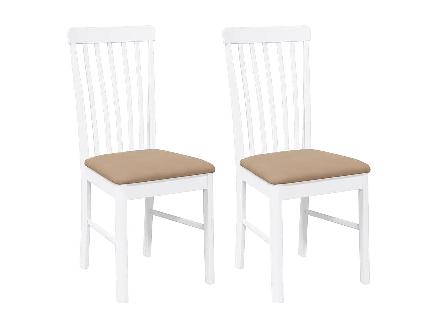 Chaises à manger coussins 2 pcs blanc bois massif caoutchouc