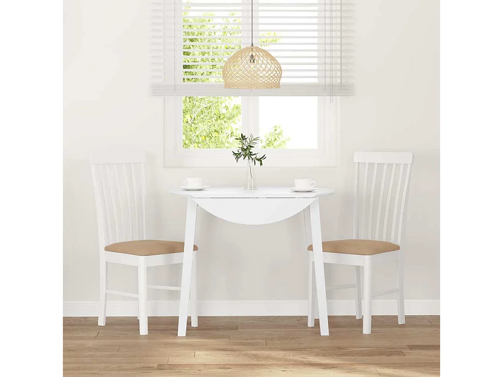 Chaises à manger coussins 2 pcs blanc bois massif caoutchouc