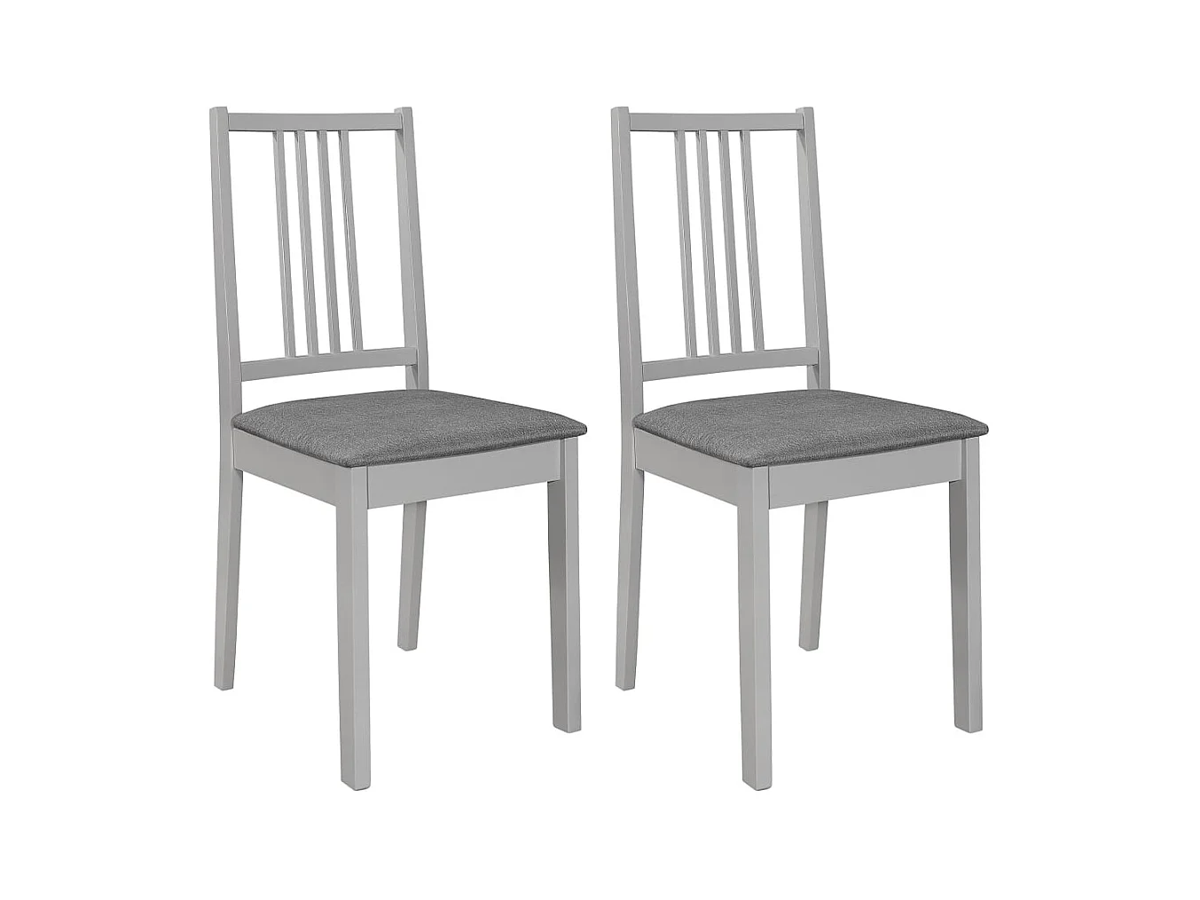 Chaises à manger avec coussins lot de 2 gris bois solide