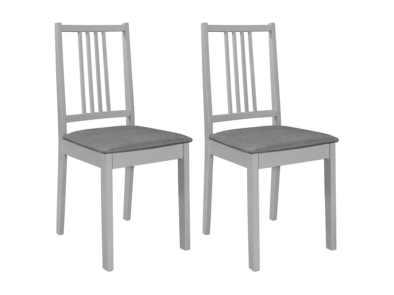 Chaises à manger avec coussins lot de 2 gris bois solide
