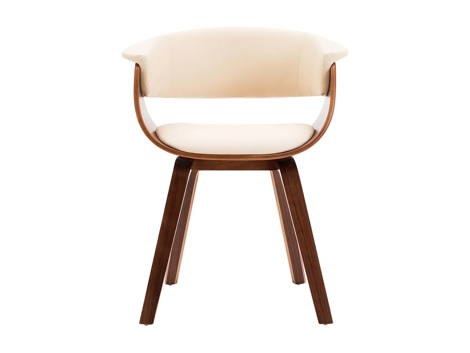 Silla de comedor de madera curvada color crema y piel sintética