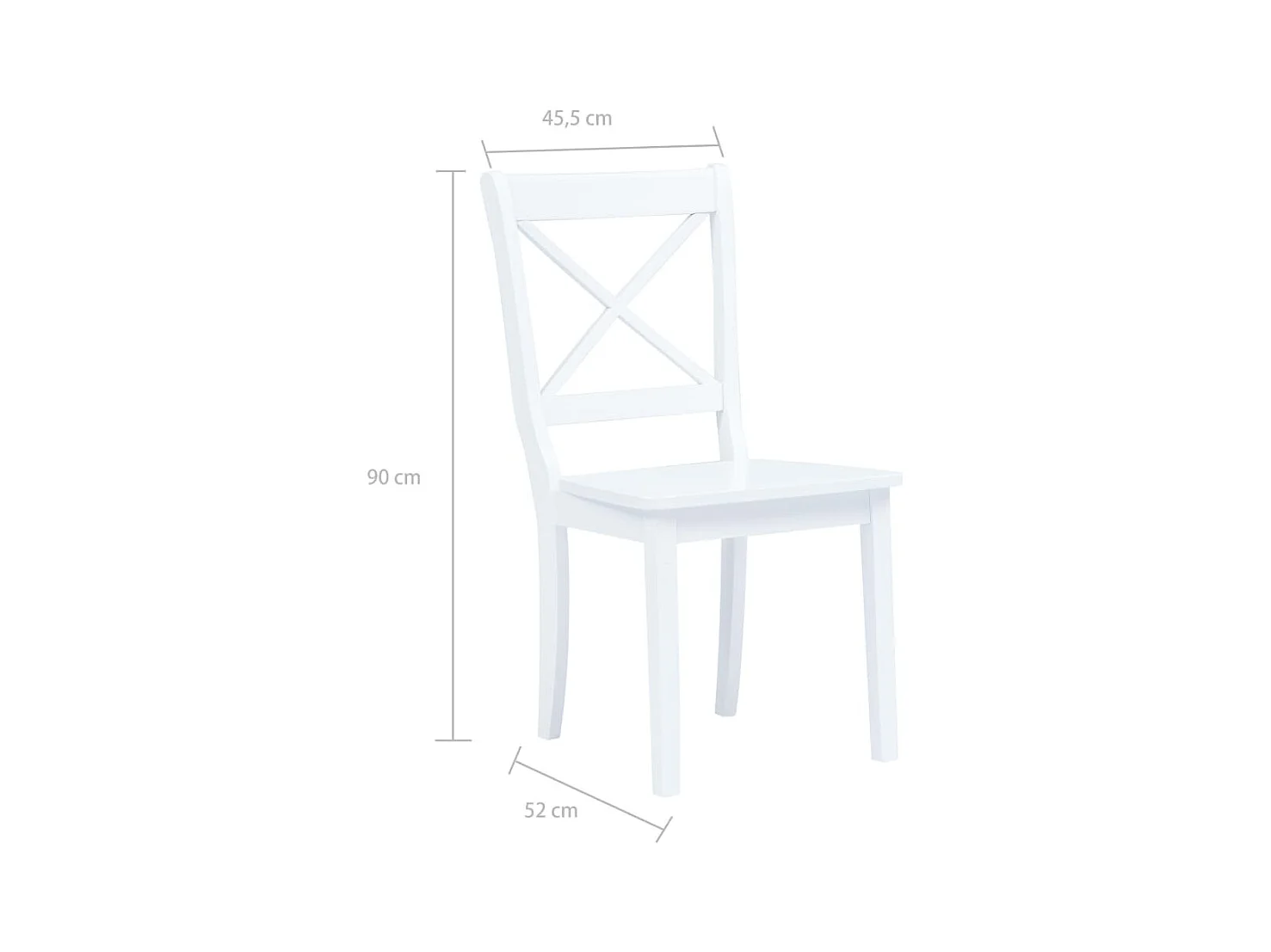 Chaises à manger lot de 2 blanc bois hévéa massif