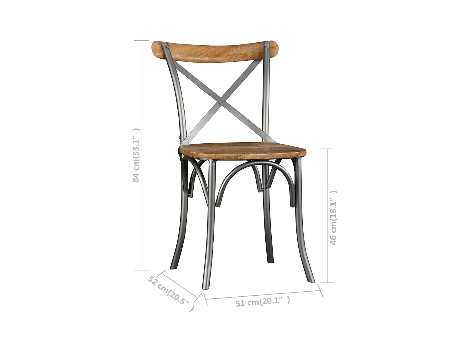Chaises à manger lot de 2 bois solide de manguier