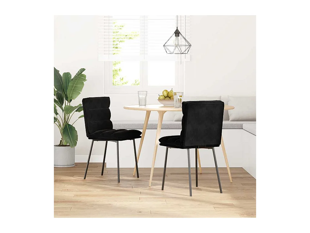 Set di 2 sedie da pranzo in velluto nero