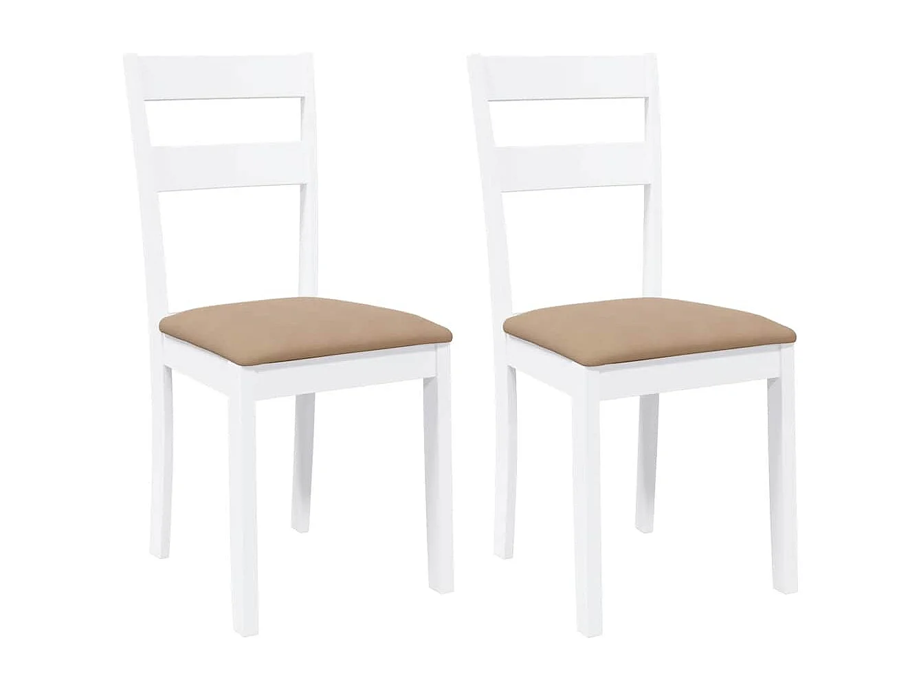 Chaises à manger coussins 2 pcs blanc bois massif caoutchouc
