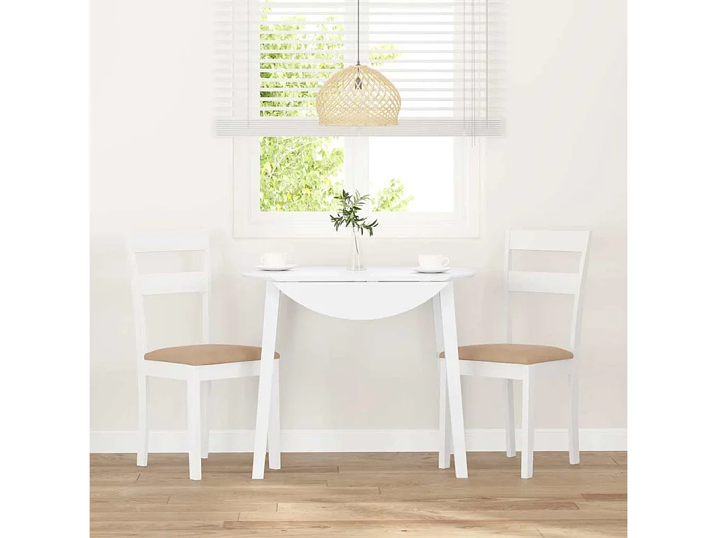 Chaises à manger coussins 2 pcs blanc bois massif caoutchouc