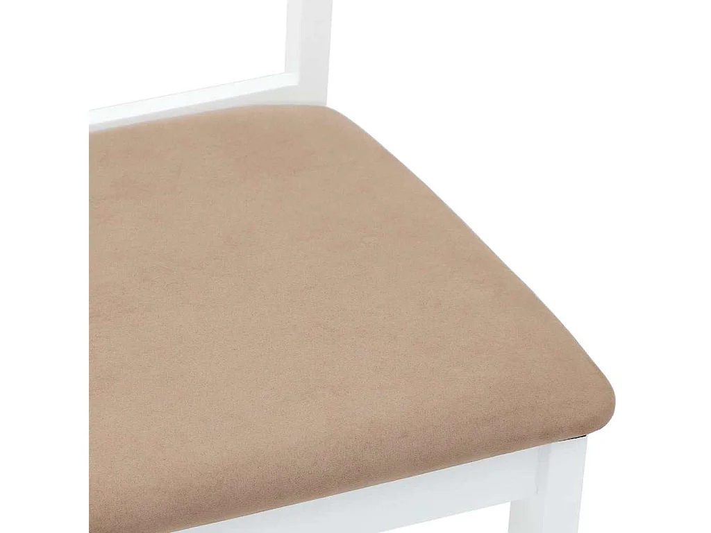 Chaises à manger coussins 2 pcs blanc bois massif caoutchouc